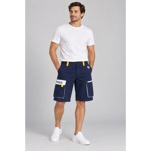 Husqvarna Motorcycles Cargo Shorts Navy Blue Yellow Racing Gorpcore Mens Medium